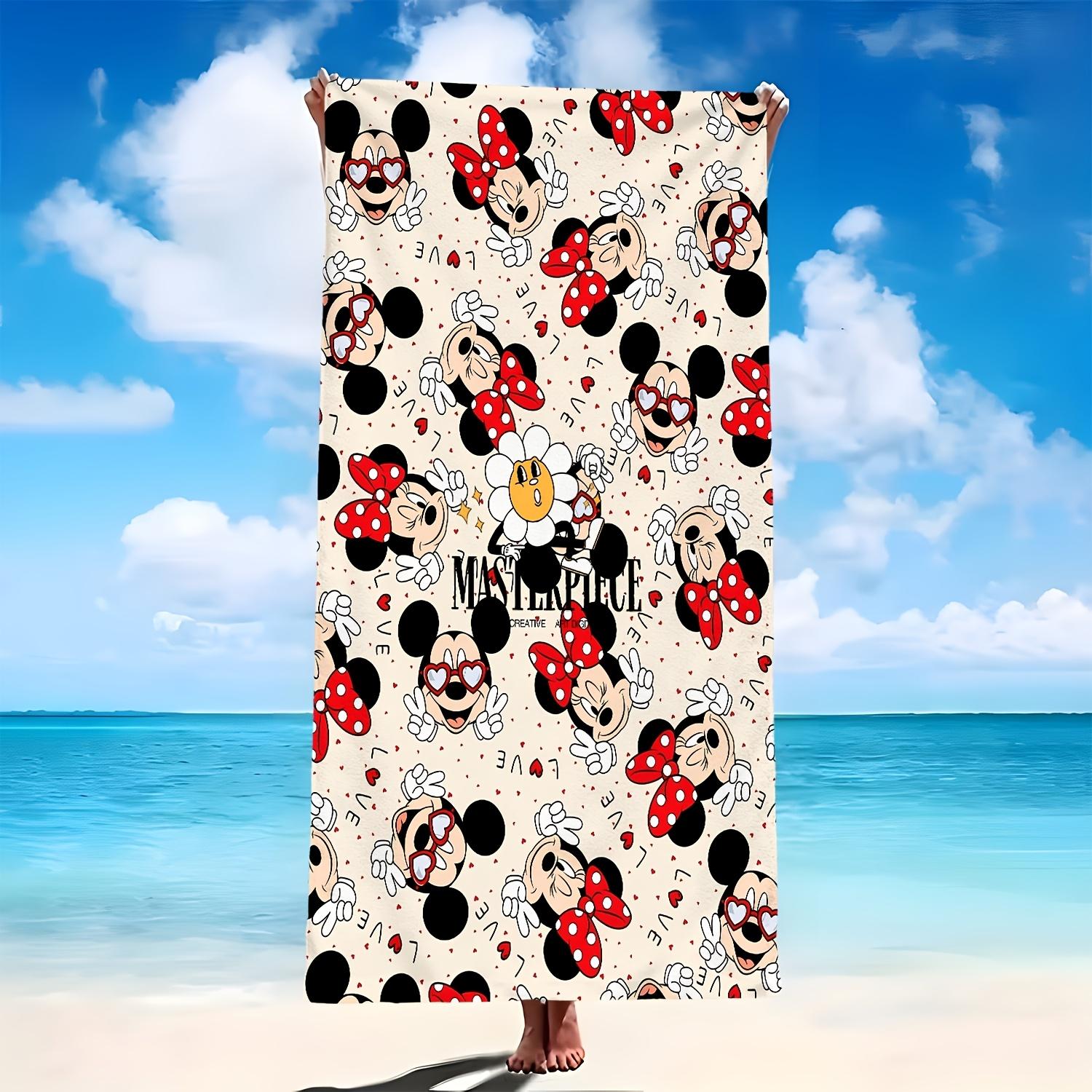 

1pc Mickey & Minnie Mouse Beach Towel, Polyester Quick Dry Travel Towel, Lightweight Soft Beach Blanket for Swimming, Cam W30*H60(CM)