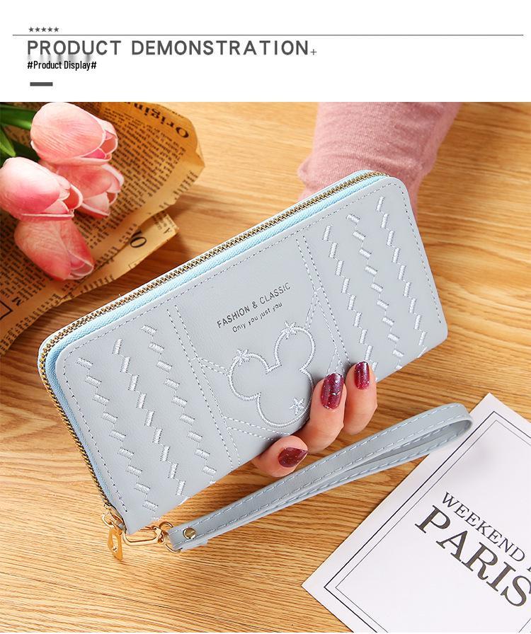 

Женский модный кошелек на молнии для трансграничной торговли - Клатч для телефона с несколькими отделениями для карт светло-синий