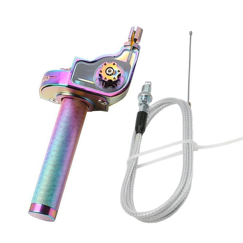 Universal 22mm Motorcycle Throttle Grip Off-Road Dirt Bikes Adjustable Twist With Visual Fuel Indicator 7 Colors