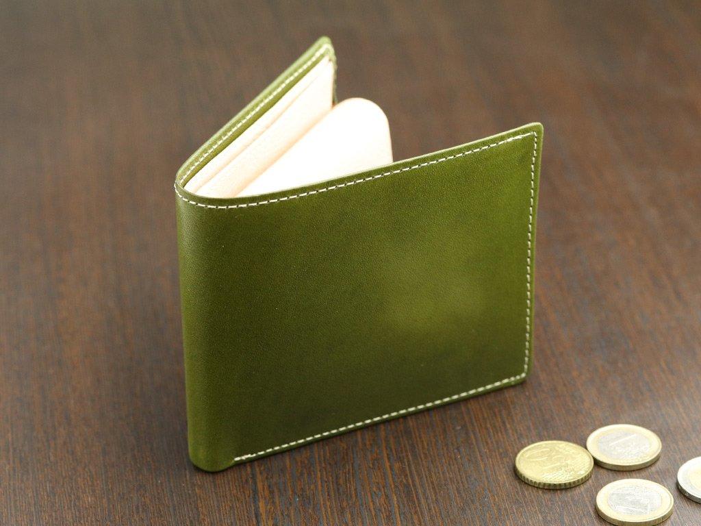 ABIES Japanese Tochigi Leather Cowhide Bifold Green Wallet,