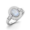 1.48 Ctw Oval Shape Moonstone 925 Sterling Silver Solitaire Halo Women Bridal Ring