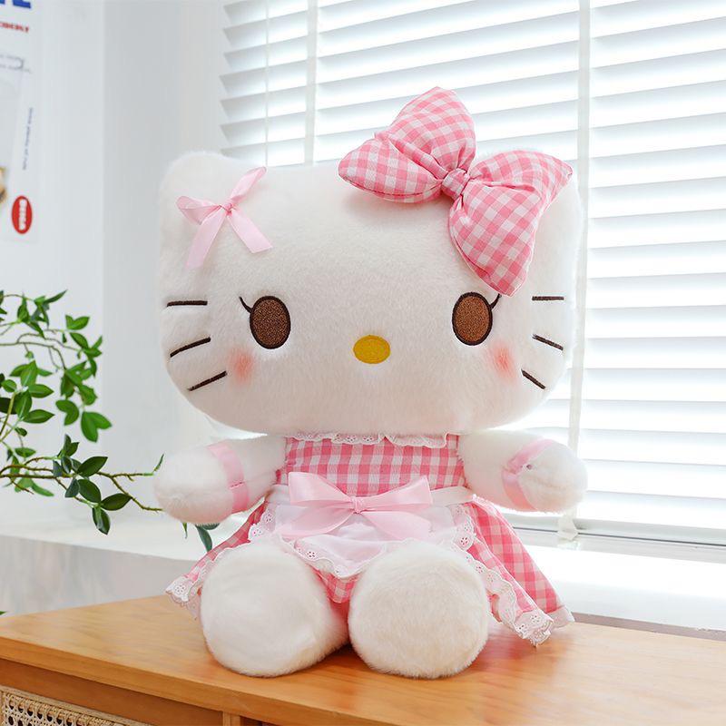 Creative Hello Kitty Plush Toy: Cute Maid Cat Doll with Bow - Perfect Birthday Gift Companion