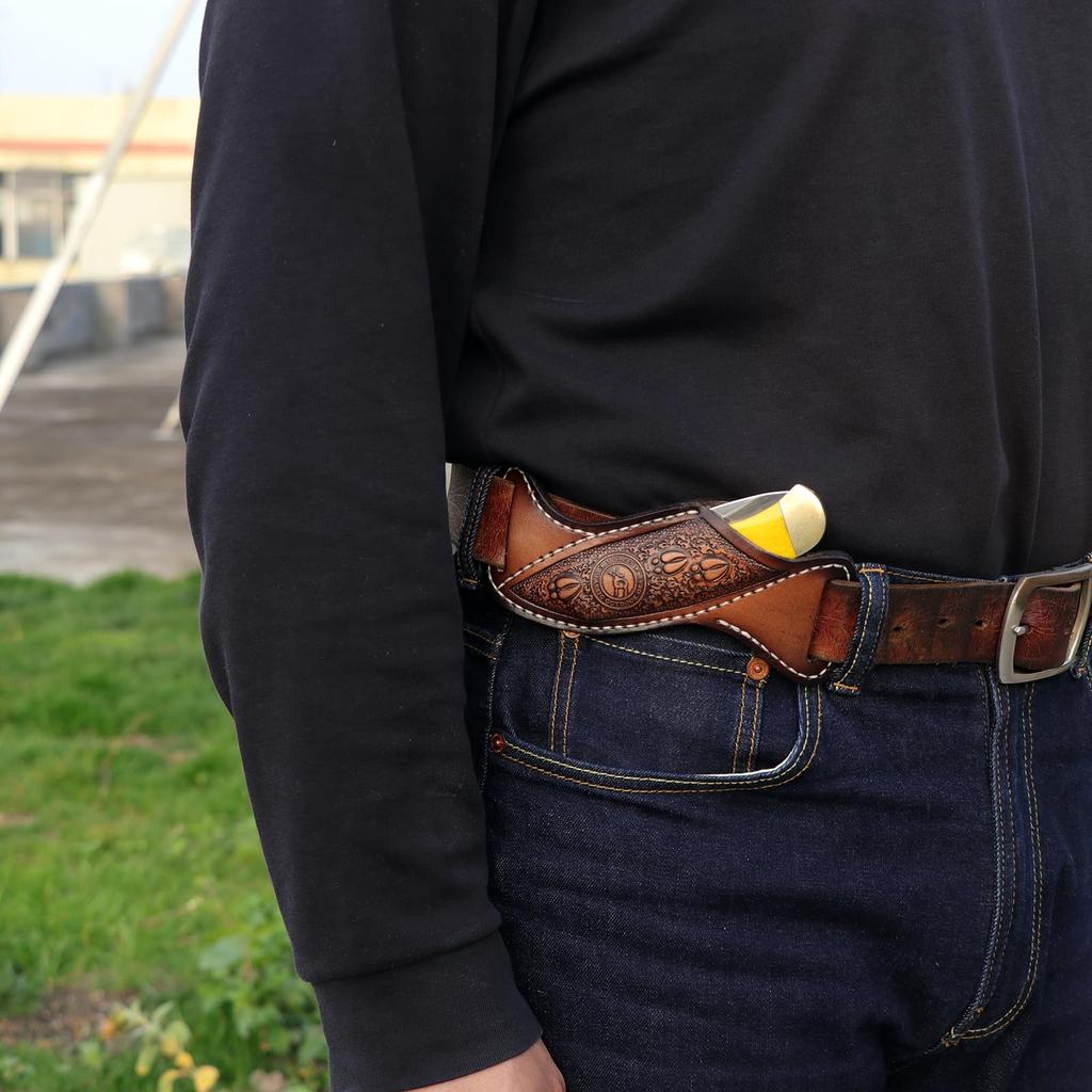 TOURBON Knife Case Leather Sheath Knife Holder for Belt Camping Fishing Survival Game Outdoor
