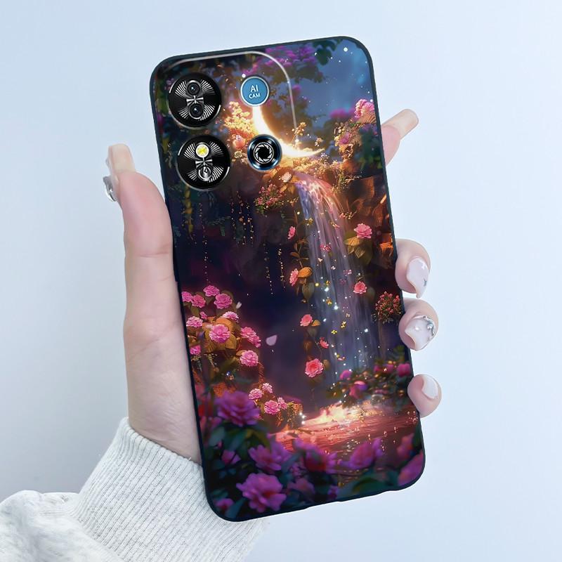 For Oukitel C57S C57 Pro Plus Ultra Case BLU J12 Back Cover Cute Love Heart Rabbit Black TPU Soft Silicone Protective Phone Case
