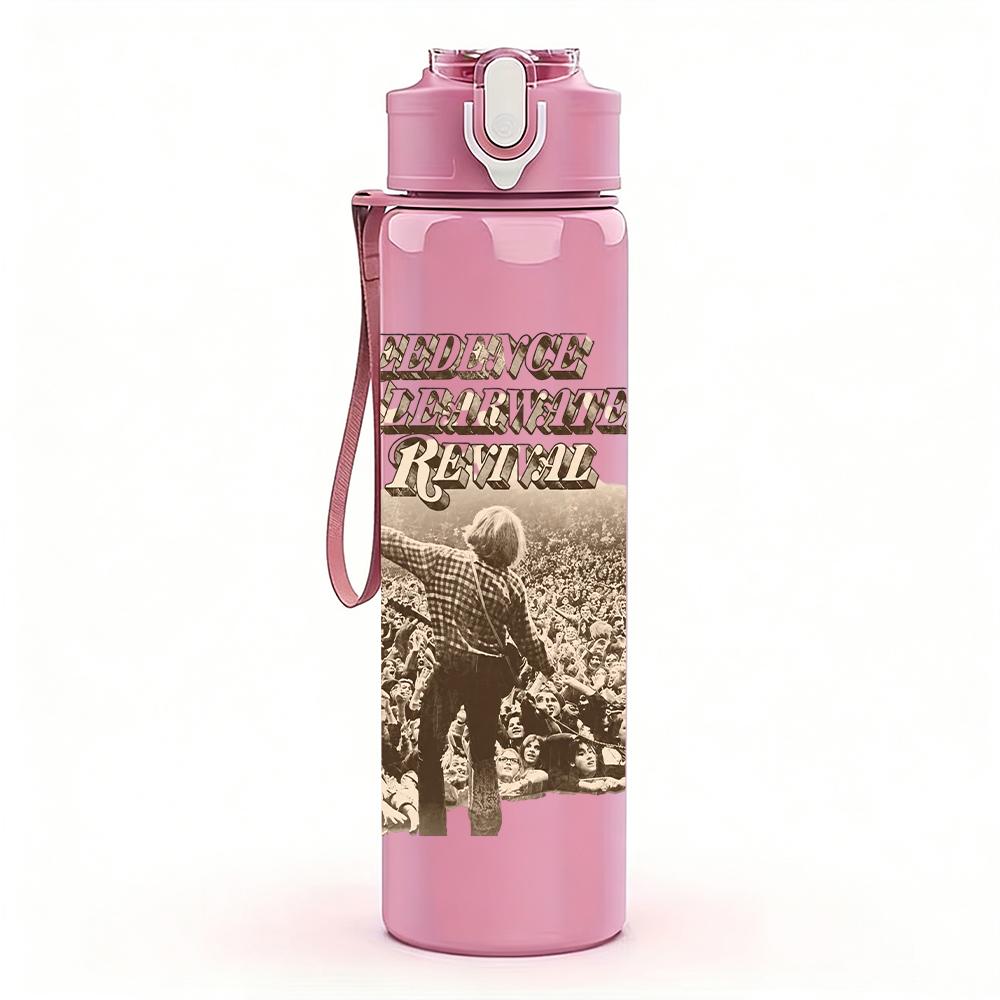 1PC Retro desert cowboy vintage print 750ml colorful plastic sports water bottle leakproof pop up lid with straw for outdoor work home use