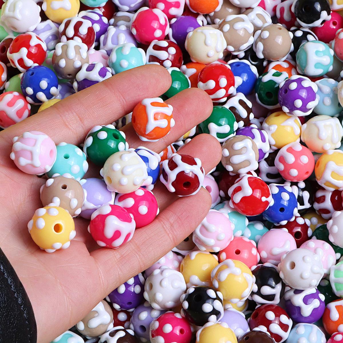 16mm Hand-Painted Dopamine Beads Graffiti Phone Chain DIY Accessory