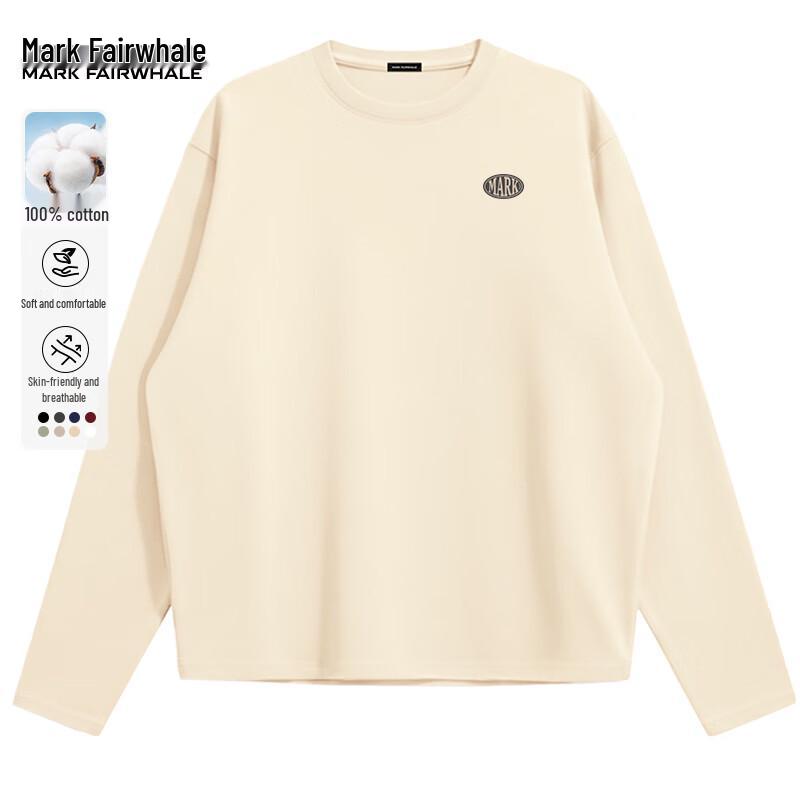 Mark Fairwhale Men's Pure Cotton Round Neck Long Sleeve T-Shirt