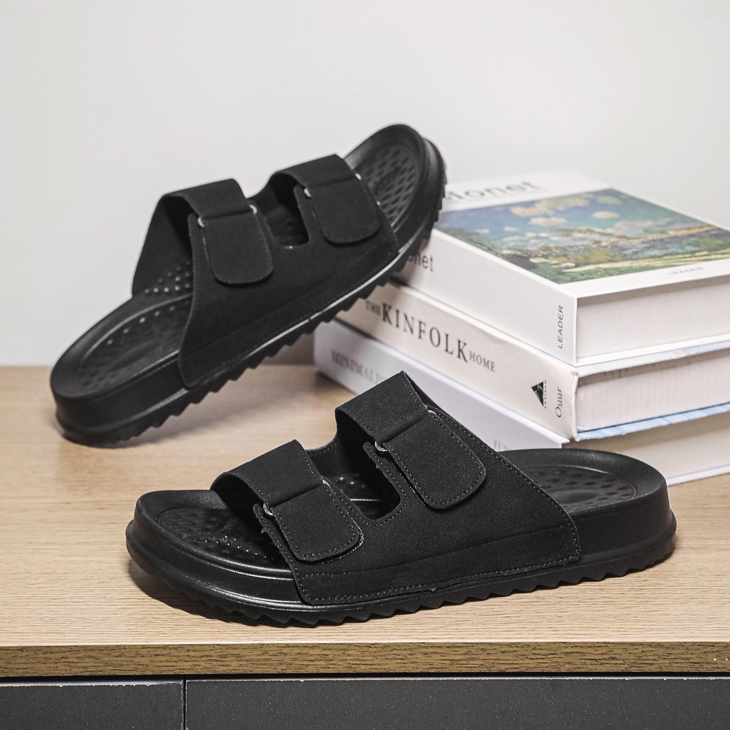 Мужские шлепанцы Birkenstock EVA: Прочные, Модные, На одной лямке, Толстая подошва, Пляжные шлепанцы 44 чёрный