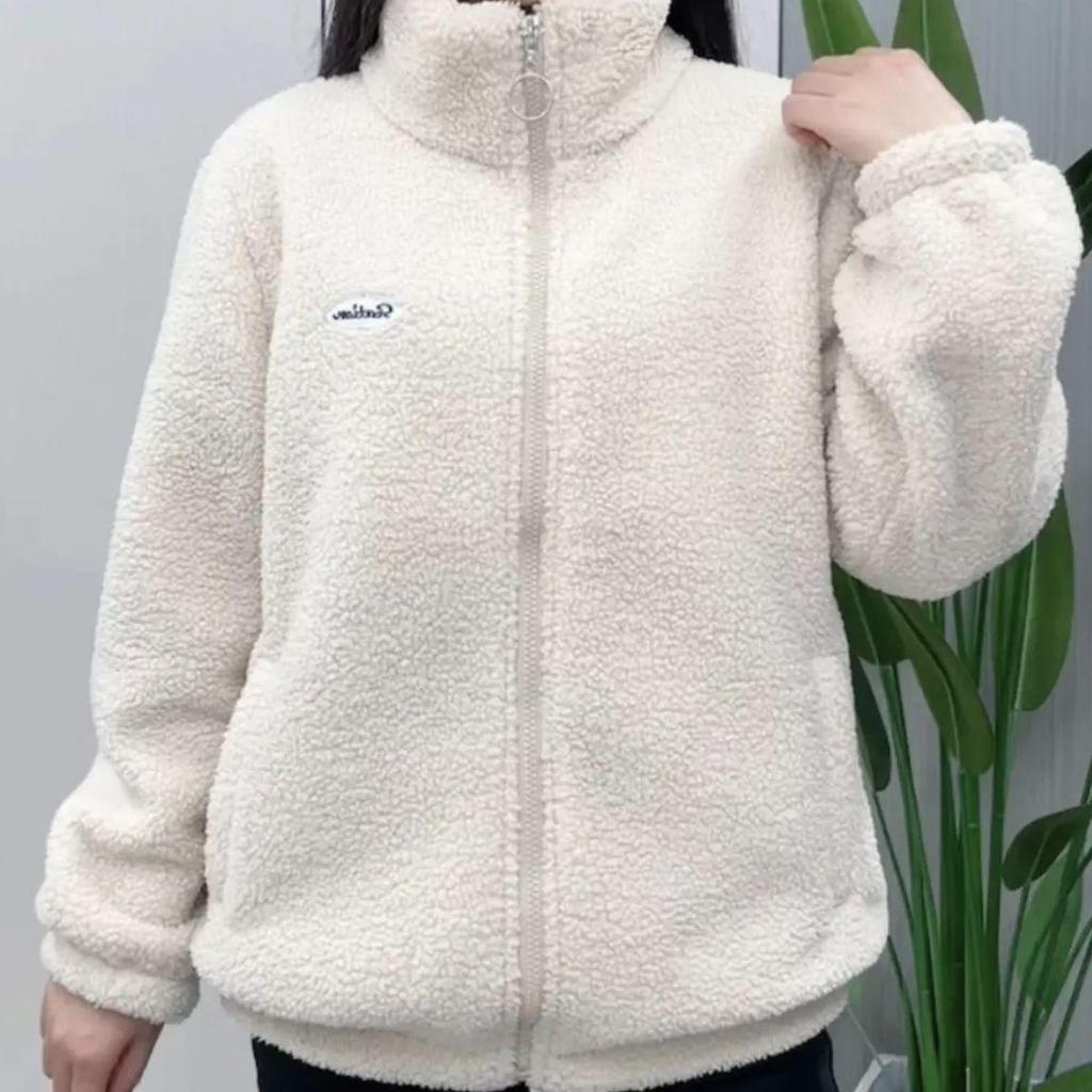 Women's Lambswool Fleece-Lined Stand-Up Collar Winter Cotton Coat