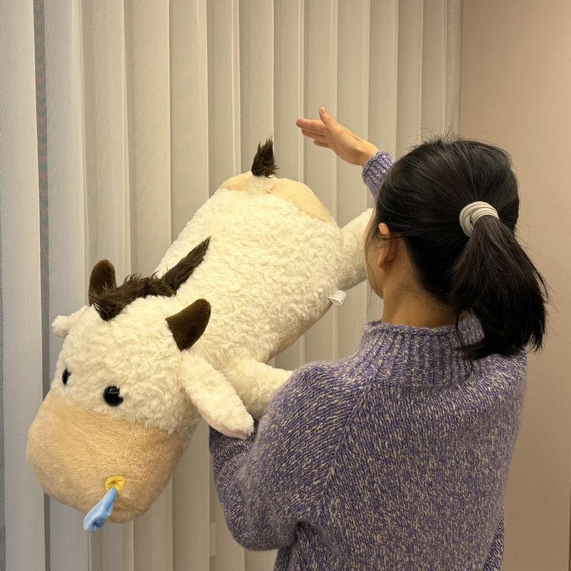 Soft Cow Horse Stuffed Plush Toy Fluffy Hugging Pillow Cute Cartoon Animal Plushie For Gift Home Decoration