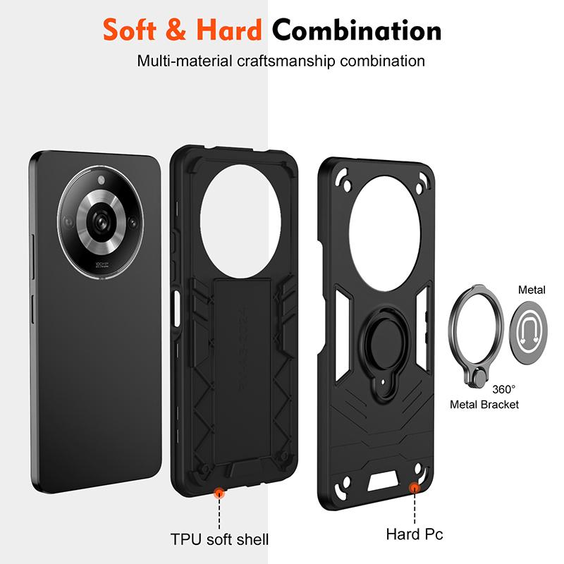 For Realme 11 Pro Shockproof Camera Full Protection Phone Case For Realme 11 Pro Plus Case Armor Car Magnet Ring Stand Cover
