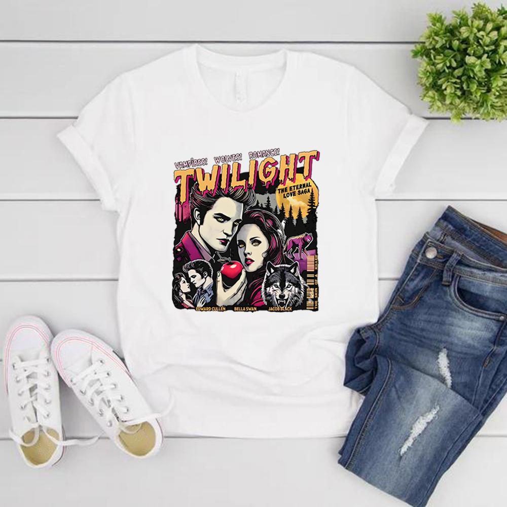 Vintage Koszulka Zmierzch Koszulka dla Fanów Zmierzchu Hołd Koszulki Retro Unisex Krótki Rękaw Koszulka z Wampirami Top Prezent dla Miłośnika Książek