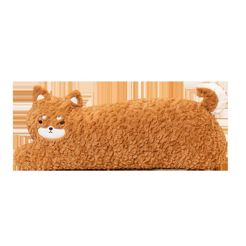 Creative Cartoon Corgi & Black Cat Animal Pillow - Long Lumbar Support Cushion for Sofa or Dorm
