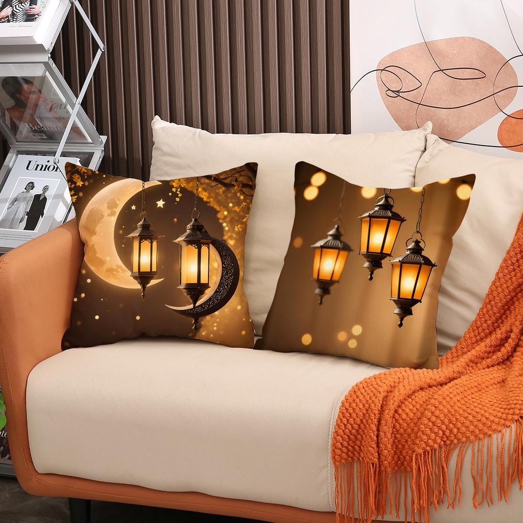 Gold Printed Pillow Case Atmosphere Decoration Oil Lamp Seat Cushion Living Room Home Sofa Pillow