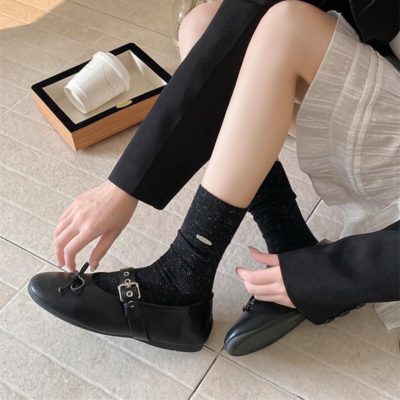 Women's Mid-calf Socks, Cotton Socks, Versatile Pile Socks