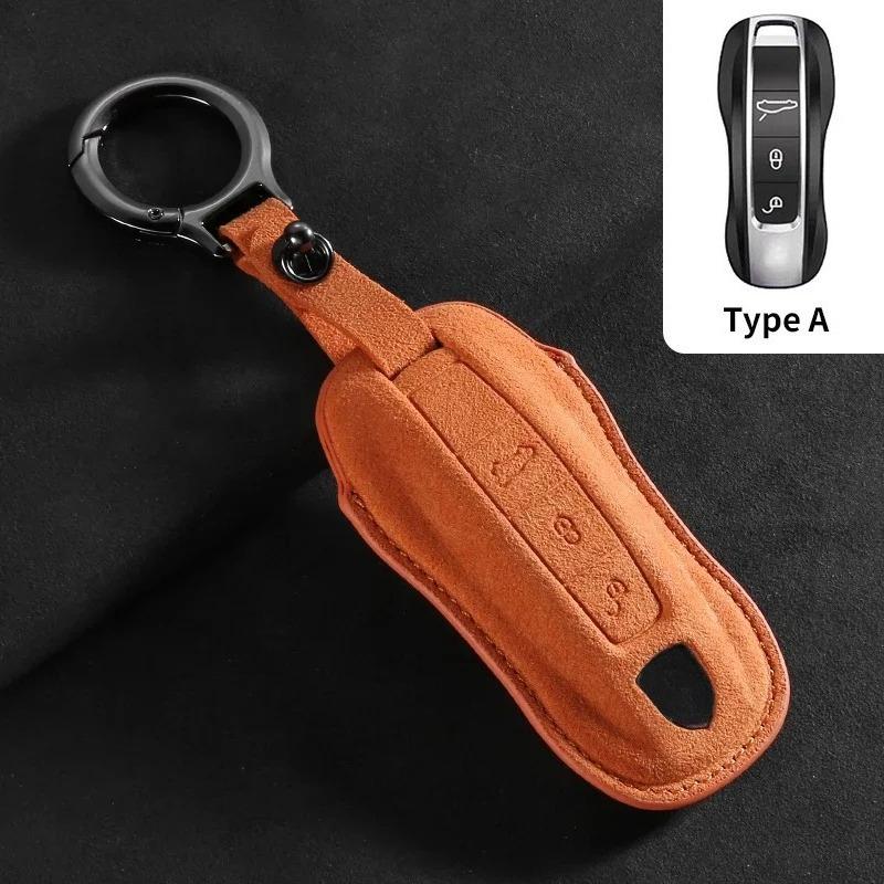 Suede Car Key Case Cover Shell For Porsche 958 Macan 911 Panamera 996 991 Boxster 987 997   Holder Keychain Accessories