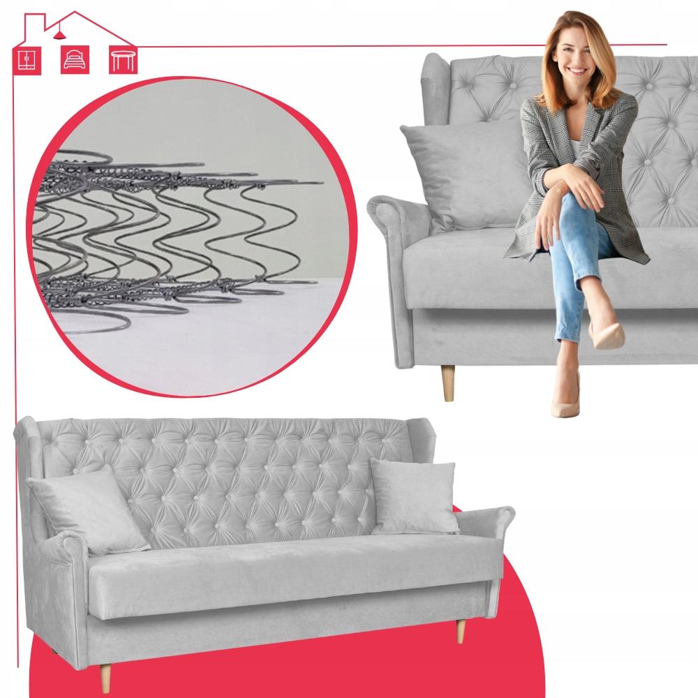 USZAK Sofa Bed WELUR 3-seater Sofa GAJA Gray Family Meble