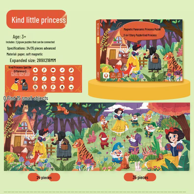 Princess Magnetic Puzzle for Girls Ages 3 and Up - Educational Toy Gift