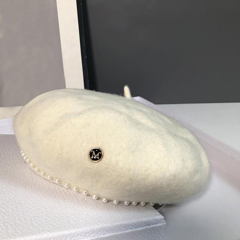 Britische Wolle Filz Koreanische Perlen Retro Baskenmütze für Damen - Herbst/Winter Society-Maler Trend