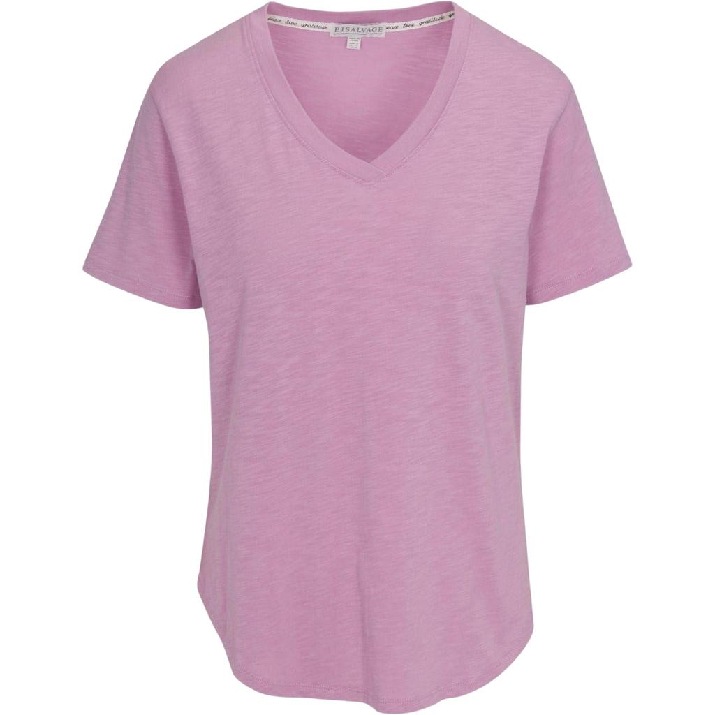PJ Salvage Womens/Ladies Slub V Neck Short-Sleeved T-Shirt