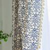 Curtain Finished Coffee Short Curtain Small Window Shame Half Curtain Blue Printed Curtain