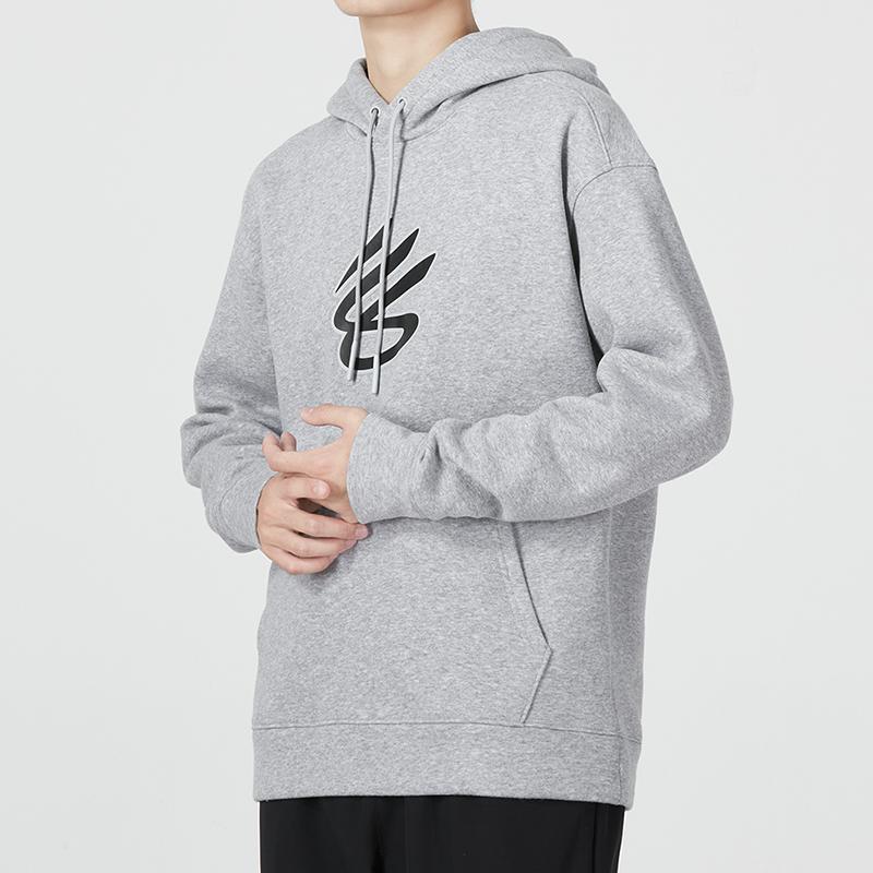Under Armour Geometric Print Hoodie Long Sleeve Sweatshirt Men Tops Grey 1374298-011
