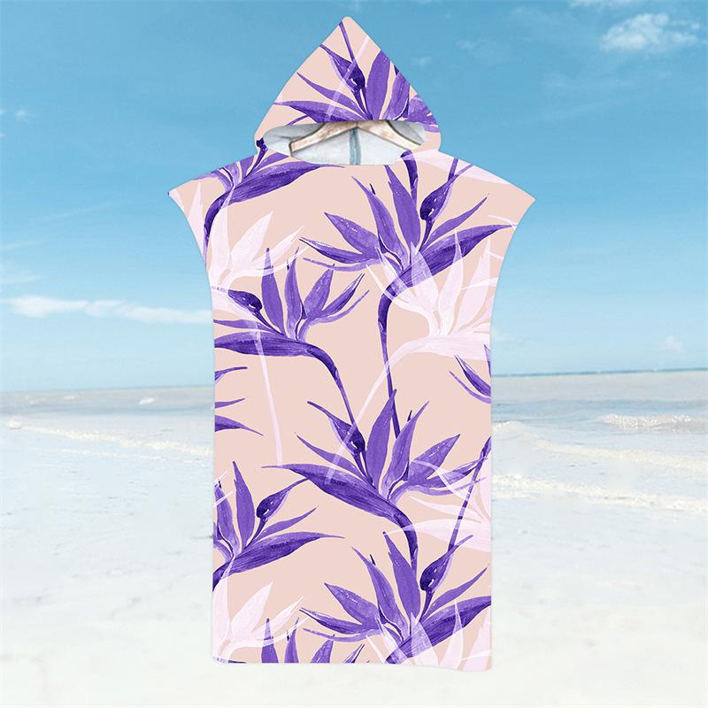 Microfiber Quick-Dry Hooded Beach Poncho Bathrobe for Adults