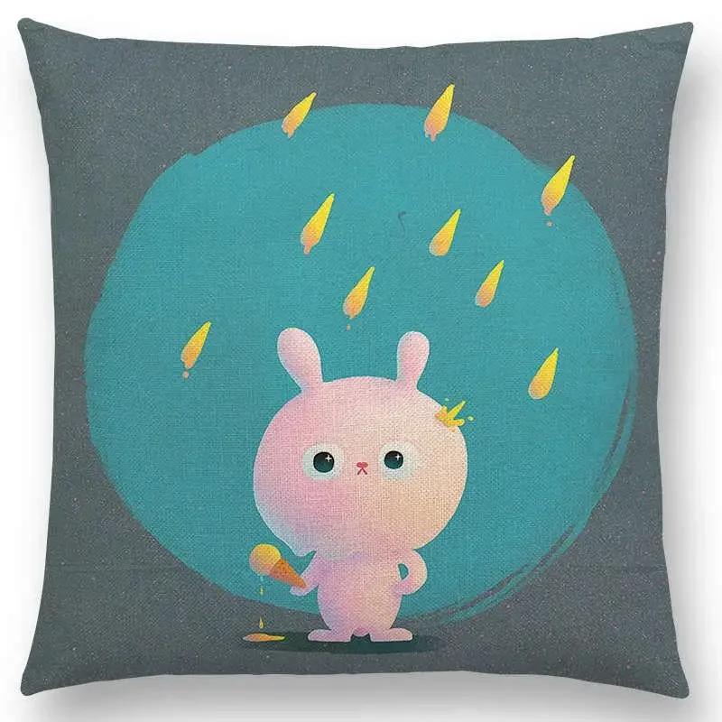 Neuer Eingang Bunt Traum Niedlich Cartoon Warm Erde Liebenswerte Tiere Leinen Kissenbezug Heimdekoration Auto Sofa Wurfkissenhülle