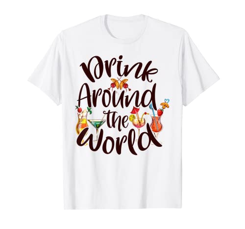 Funny Family Drinking Around The World Checklist Passport T-Shirt