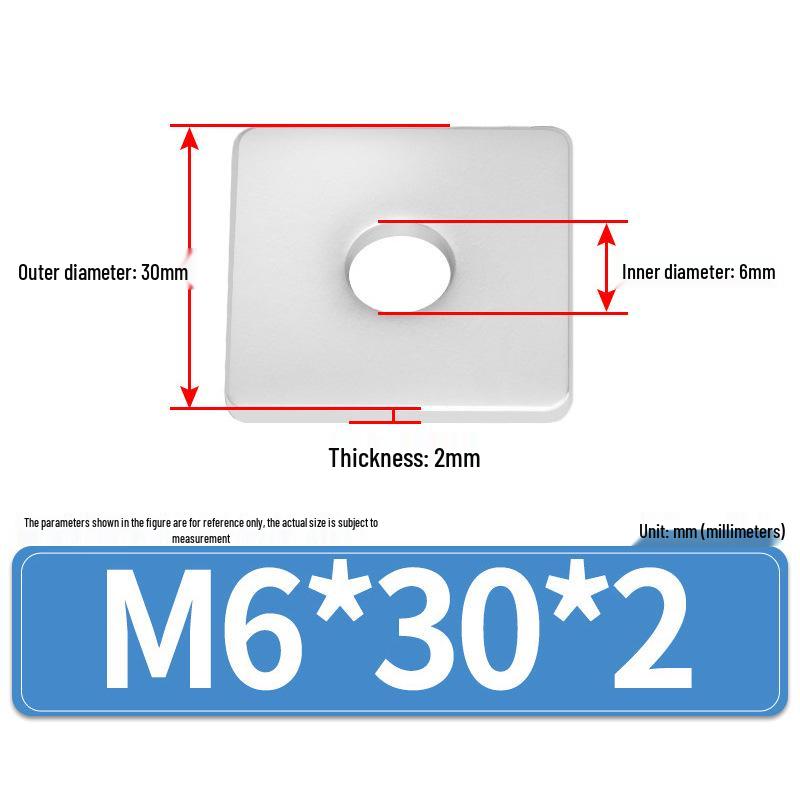 304 Stainless Steel Thickened Square Flat Washers M4-M24