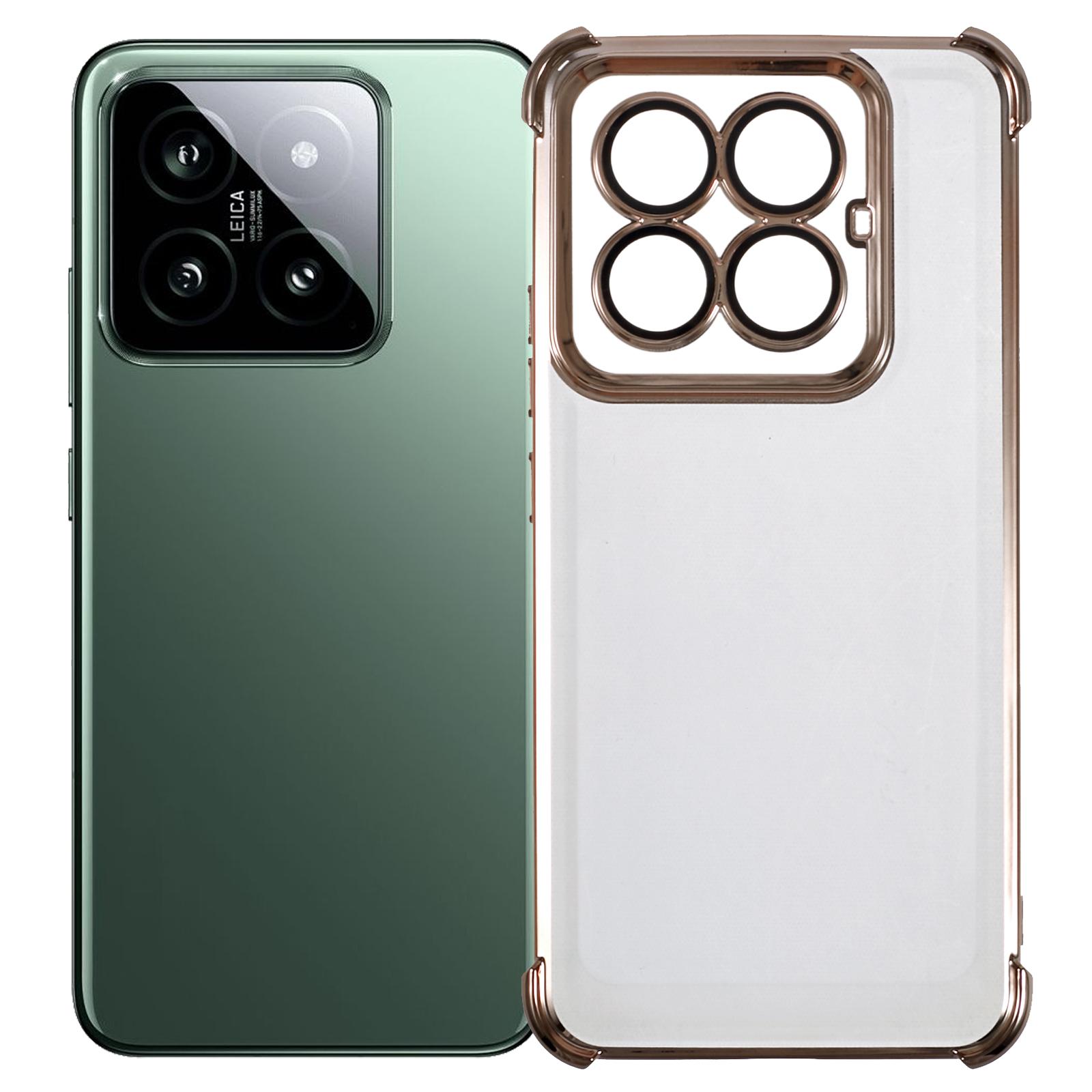 

For Xiaomi 14 Pro Case Reinforced Corners TPU Clear Back Cover Gold