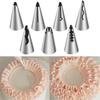 Korean Style 7-Piece Ruffle Piping Tips Set - 304 Stainless Steel Cake Decorating Kit