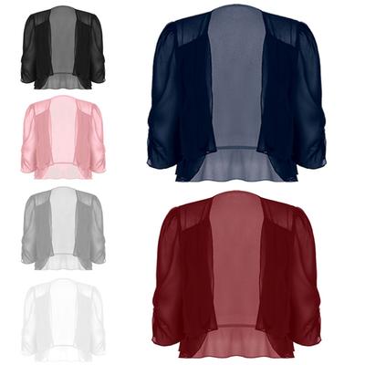 Damen-Bolero-Cardigan-Kleid aus Chiffon mit offener Vorderseite und halblangen Ärmeln