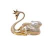 Meier Gold-plated Copper Micro-paved Zircon Elegant Swan Brooch Pin-shaped Baroque Pearl Corsage Empty Support