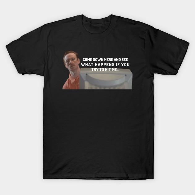 Men Black Print T-shirt Come Down Here And See What Happens No-Cut Transfer Paper Print Cotton Tshirt S чёрный