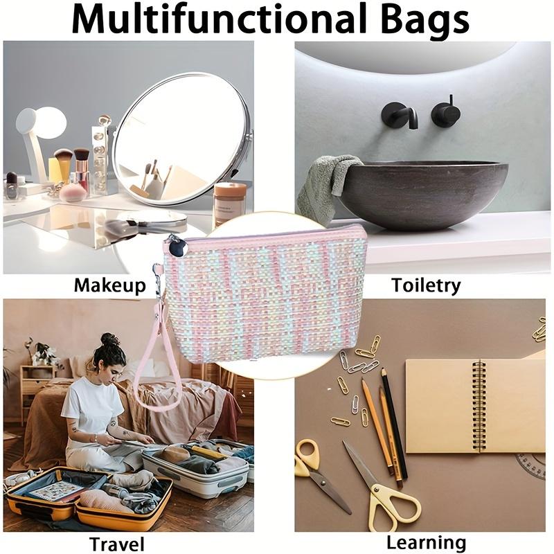 1pc Colorful Woven Cosmetic Bag Waterproof Travel Toiletries Bag Women Accessories Small Zipper Wallet