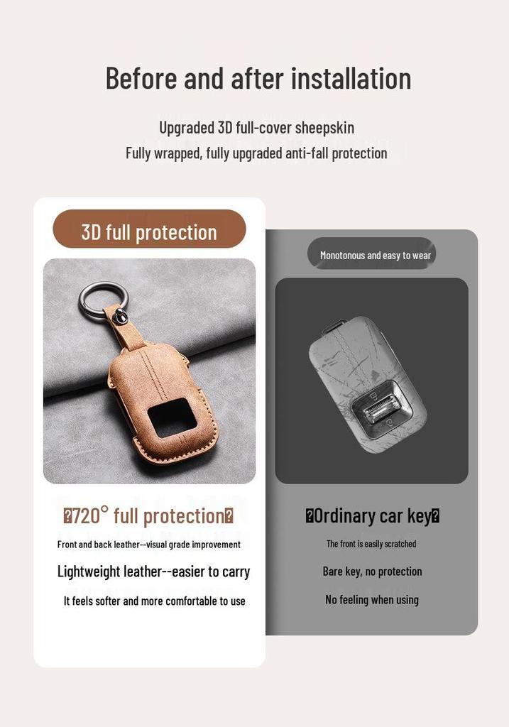 Lambskin Protective Case for Zeekr 001 Car Key - Scratch & Dirt Resistant