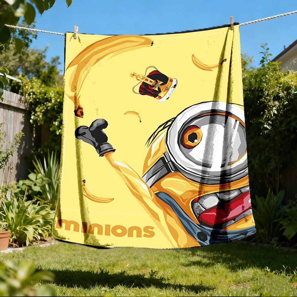 1 Stück Minions Banane Outdoor Weiche Decke Ultra Plüschig, Warm, Vielseitig und Pflegeleicht für Camping, und