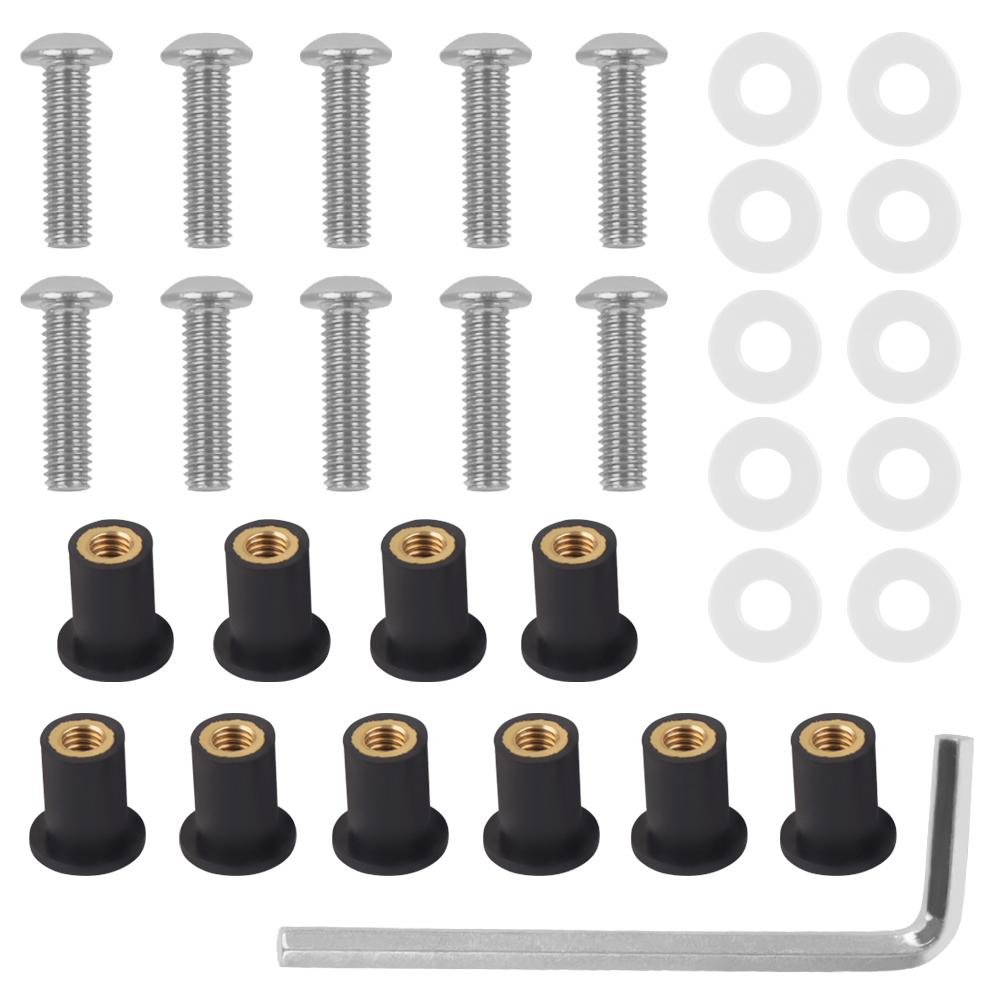 10Pcs M5X15mm Windshield Windscreen Bolts Fairing Screw Nut Fastener For Suzuki GSXR GSX-R600 750 1000 HONDA BMW KAWASAKI SUZUKI