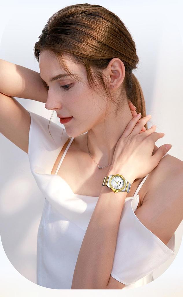 Sanda Luxury Women's Quartz Wristwatch - Lightweight, Trendy, Diamond Inlaid, Casual, Waterproof.