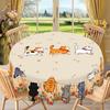 Kitchen Table Cloth Cute Cat Round Tablecloth Home Decor Available Cartoon Pattern Printed Desk Tablecloth Process Courtyard
