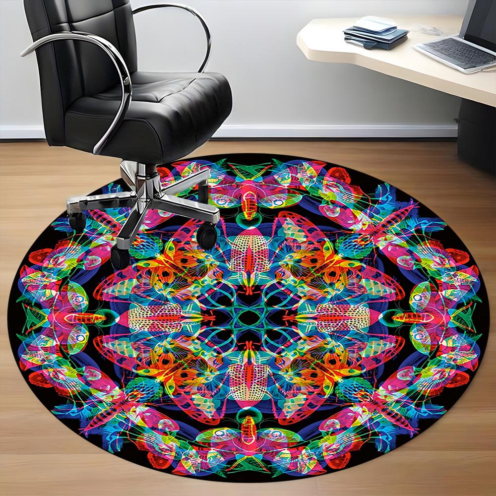 1pc Butterfly Kaleidoscope Chair Carpet for Office - Durable, Ideal for Chair Mats, Stylish & Functional Decorative Rug yy260130096