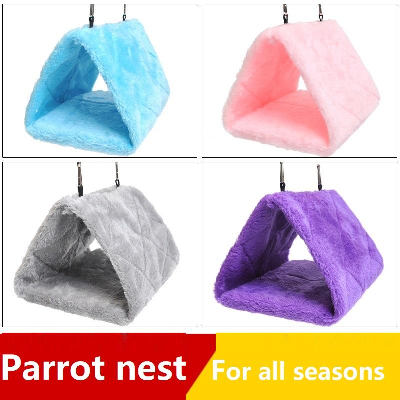 Bird Bed Winter Pet Bird Parrot Cages Warm Plush Hammock Hut Tent Bed Hanging Cave for Sleeping and Hatching Bird Accessories