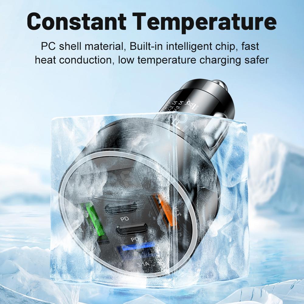 100W 5 Ports Car Charger Fast Charging PD QC3.0 USB C Car Phone Charger Type C Adapter in Car For iPhone Samsung  Xiaomi