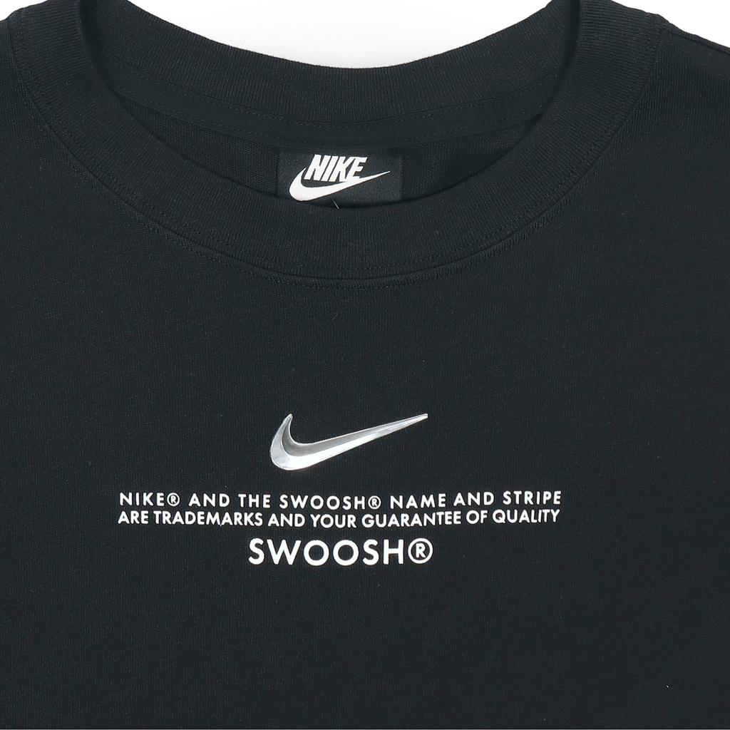 Nike Sportswear Swoosh Metal Logo Print Casual Retro Loose Breathable Round Neck Short Sleeve Dress Women dresses Black CZ9407-010