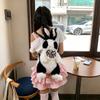 Cute Bowknot Plush Rabbit Backpack Realistic Long Fur Bunny Doll Cartoon Stuffed Animal Bag