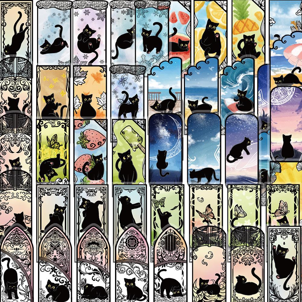 10/30/50pcs Transparent Tarot Card Black Cat Cartoon Stickers PET Material DIY Luggage Laptop Phone Gothic Graffiti Sticker Toys