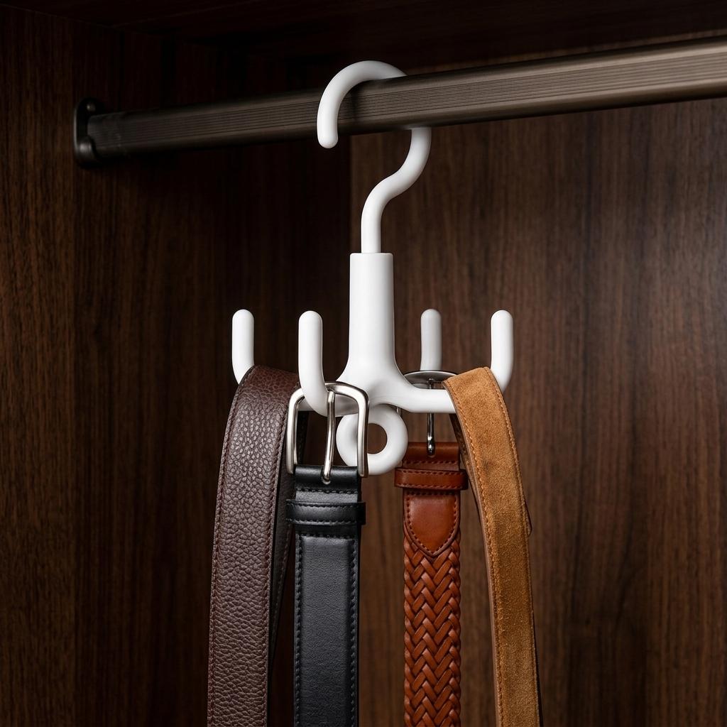 4pcs Set (2pcs Rotating Hooks And 2pcs Fixed Hooks) 360-Degree Four-Claw Rotating Hooks, Suitable for Bags, Neckties, Scarves, Belts,