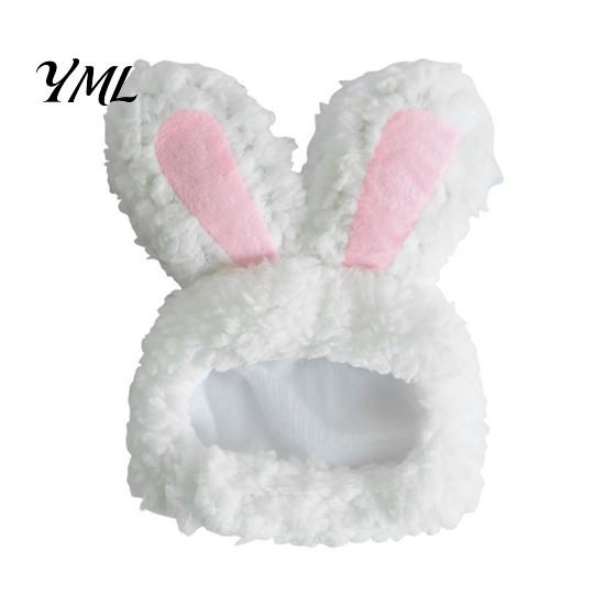 Fleece Tierohren Mütze Hasenohren Katzenhut, Niedliche Haustier Weiche Plüschmütze Bequeme Foto Requisite mit Hase für Katzen Kleine Hunde Party Kostüm Lustige Fotos