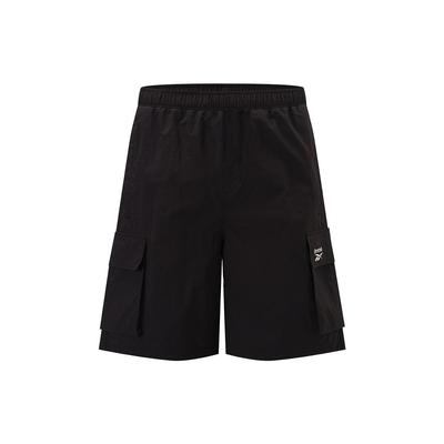 Solid Color Multi-Pocket Loose Fit Cargo Shorts Unisex Shorts Black 24SRM603UGH0